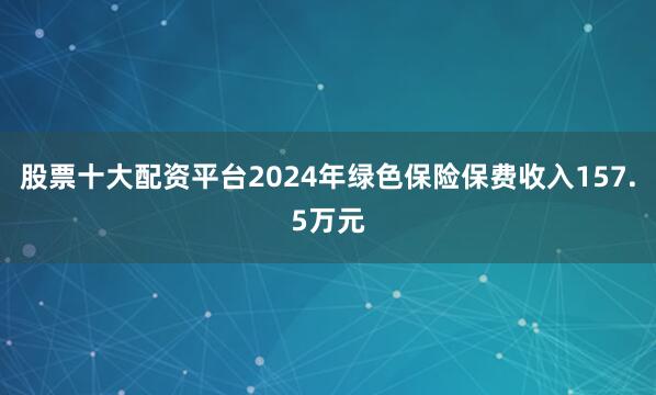 股票十大配资平台2024年绿色保险保费收入157.5万元